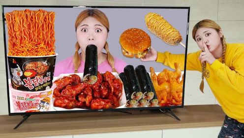 便利店食物吃播集合火鸡拌面炒年糕 MUKBANG