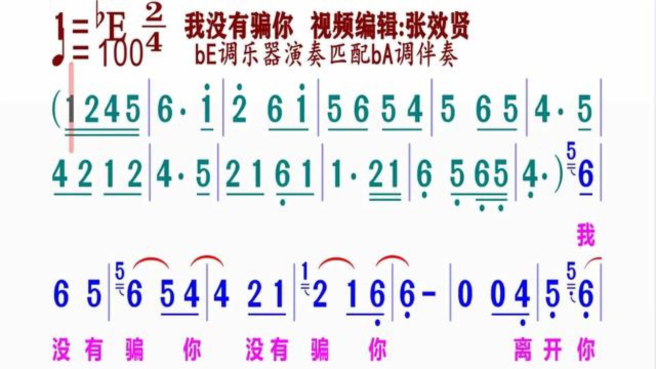 《我没有骗你》简谱原版伴奏伴奏 完整版请点击上面链接 知道吖张效贤