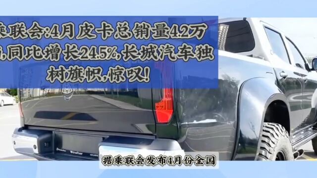 乘联会:4月皮卡总销量4.2万辆,同比增长24.5%,长城汽车独树旗帜,惊叹!