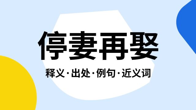 “停妻再娶”是什么意思?