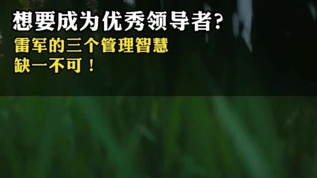 想要成为优秀领导者?雷军的三个管理智慧缺一不可!