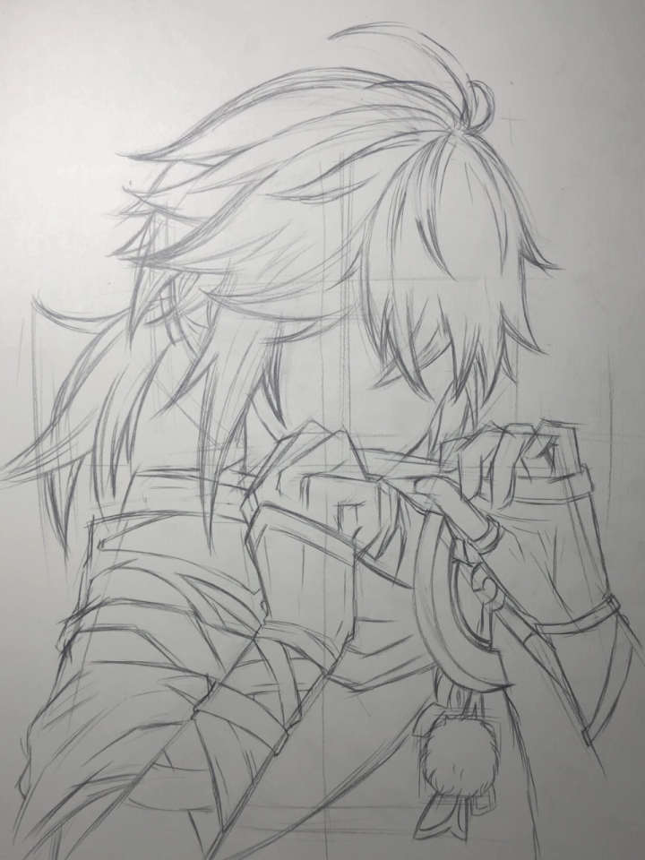 枫原万叶上色绘画过程图.