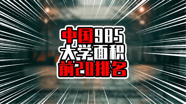 中国985大学面积前20排名,榜一已经破万亩,中山大学进入前五