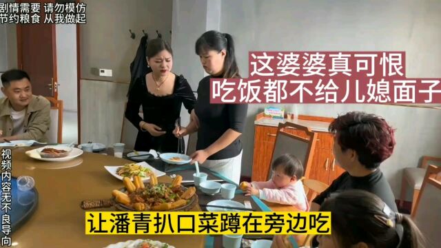 这婆婆真可恨,当众让潘青扒菜蹲角落去吃,还说她丑人多作怪