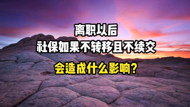 离职以后,如果社保不转移且不续交,会造成什么影响?