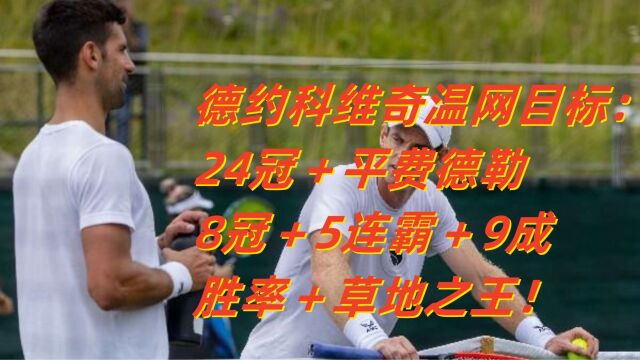 德约科维奇温网目标:24冠+平费德勒8冠+5连霸+9成胜率+草地之王!