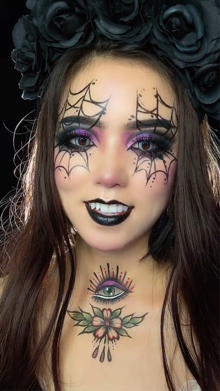 手绘蜘蛛精创意妆!教程来了.