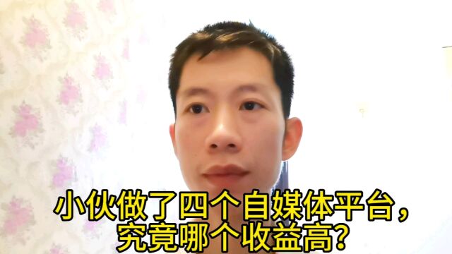 小伙做了四个自媒体平台,究竟哪个收益高呢?去看看吧!