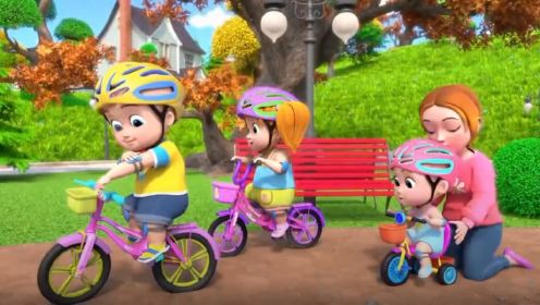 小朋友和爸爸妈妈一起骑自行车 #超级宝贝jojo #骑自行车 #儿童动画片0-3岁益智 #益智早教动画.m