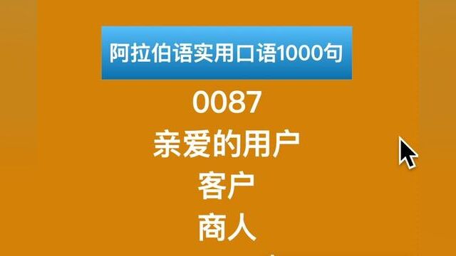 阿拉伯语实用口语1000句:0087