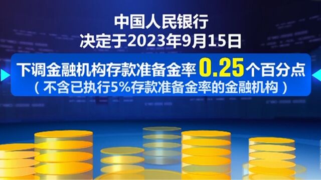 中国人民银行下调金融机构存款准备金率0.25个百分点