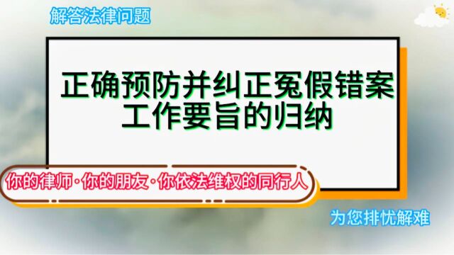 正确预防并纠正冤假错案工作要旨的归纳