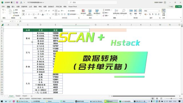 EXCEL函数:SCAN+HSTACK数据转换