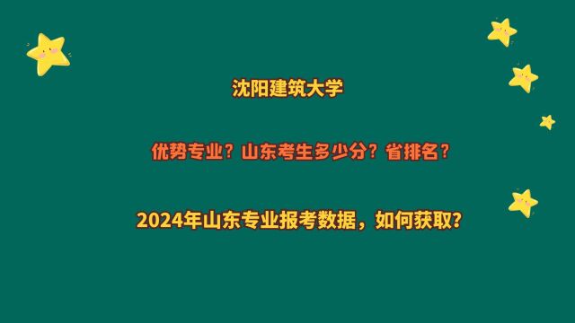 沈阳建筑大学,山东考生多少分?2024山东专业报考数据,如何获取