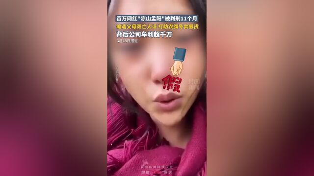 凉山孟阳"被判刑11个月,编造父母双亡人设,打助农旗号卖假货_腾讯新闻