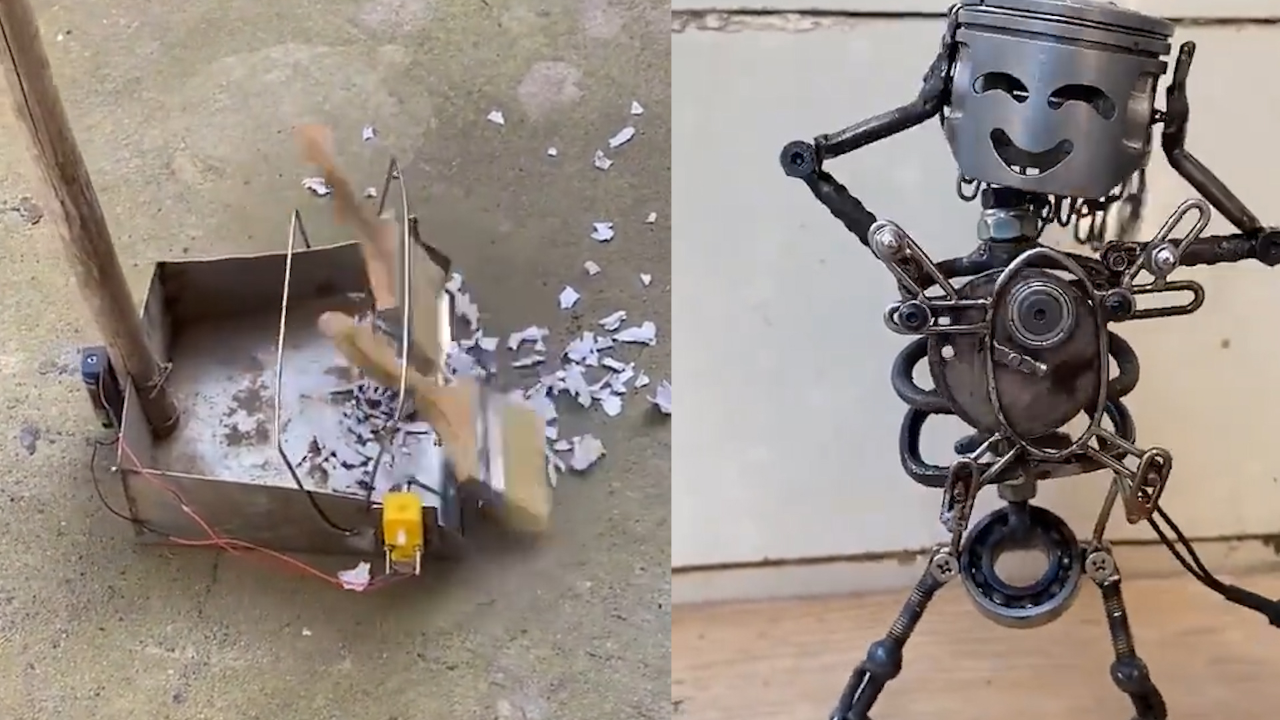 40岁农村大叔用2把刷子自制扫地机:从小就喜欢研究机械