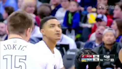 《NBA全场回放》【原声回放】开拓者vs掘金第3节 钱德勒溜底线劈扣