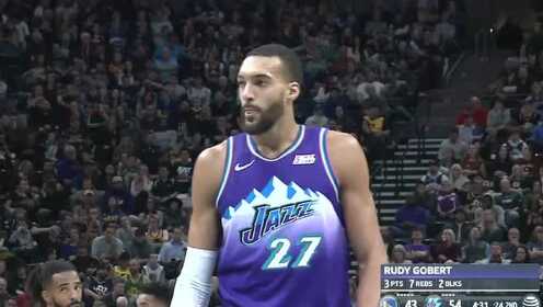 《NBA全场回放》【原声回放】勇士vs爵士第2节 戈贝尔从天而降展臂擒扣