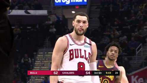 《NBA全场回放》【原声回放】公牛vs骑士第3节 萨托兰斯基直杀禁区暴扣挂筐