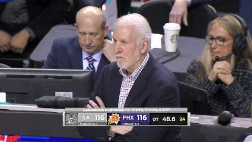 《NBA全场回放》【原声回放】马刺vs太阳加时赛 米尔斯急停跳投致命一击杀死比赛