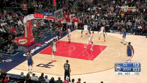 《NBA全场回放》【原声回放】勇士vs奇才第4节 比尔空砍43分难逃勇士攻击波