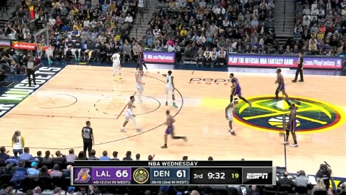《NBA全场回放》【原声回放】湖人vs掘金第3节 浓眉暴力隔人劈扣