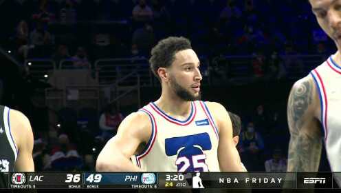 《NBA全场回放》快船vs费城第2节英文原声回放