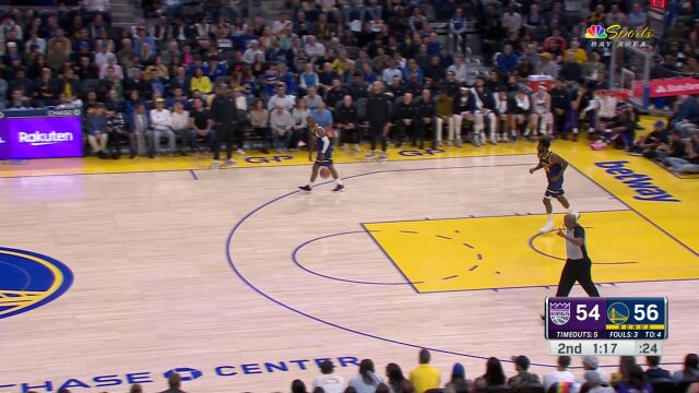 NBA常规赛：国王vs勇士第2节英文原声回放