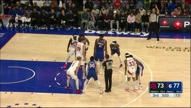 NBA常规赛：猛龙vs76人第3节英文原声回放