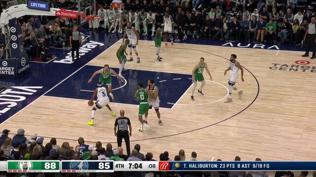 凯尔特人vs森林狼精华回放 塔图姆32+5爱德华兹38+9+7率队加时破绿军不败金身