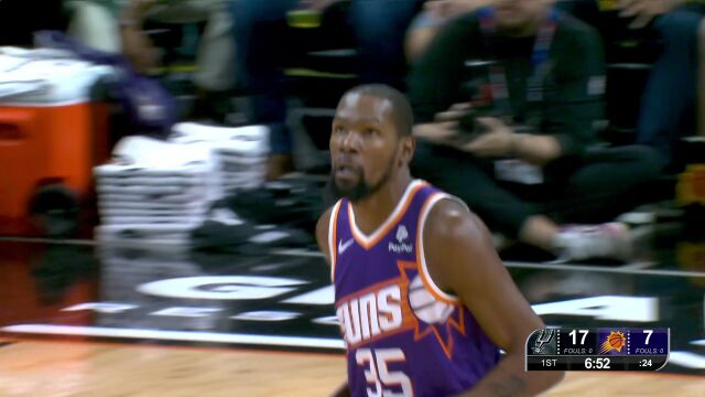 还是我自己来吧 杜兰特无视防守接球就投三分穿针