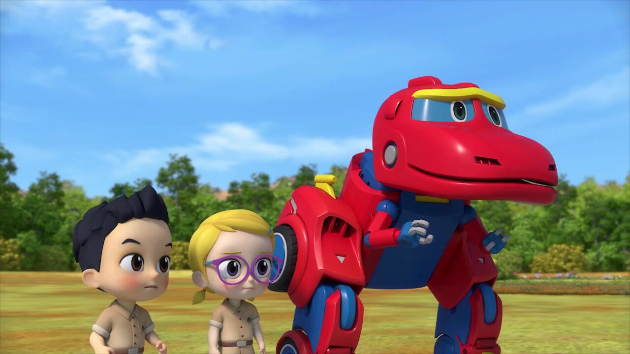 风神翼龙阻止霸王龙伤害伙伴受伤了!