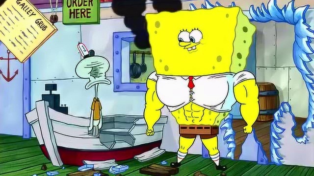 六块腹肌的海绵宝宝强壮而帅气啊