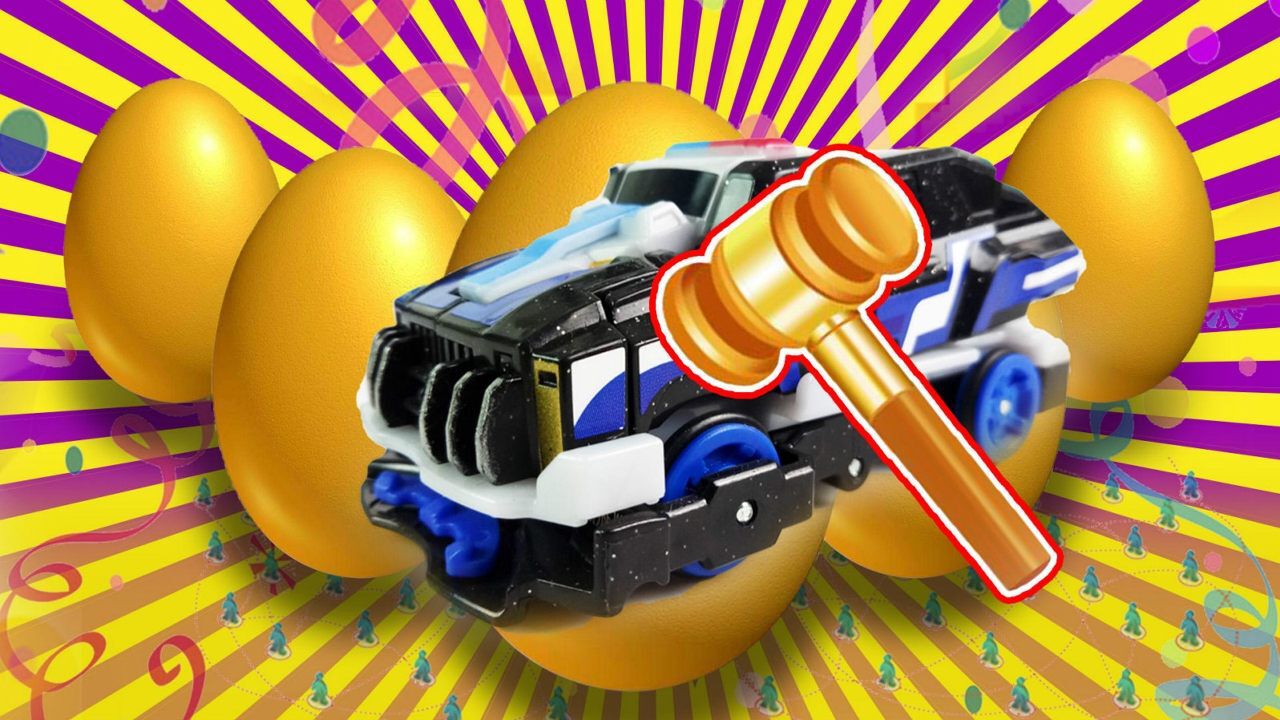 《玩具》海绵宝宝派大星砸金蛋砸出钢爪战熊变形玩具车_高清1080p在线