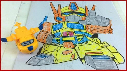 超级飞侠涂颜色变形金刚大电影水彩画玩具