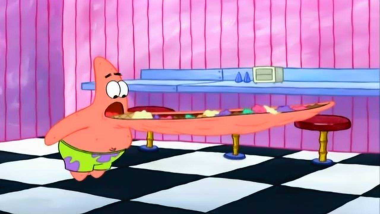 派大星买冰淇淋不付钱使用铁砂掌吓坏服务员