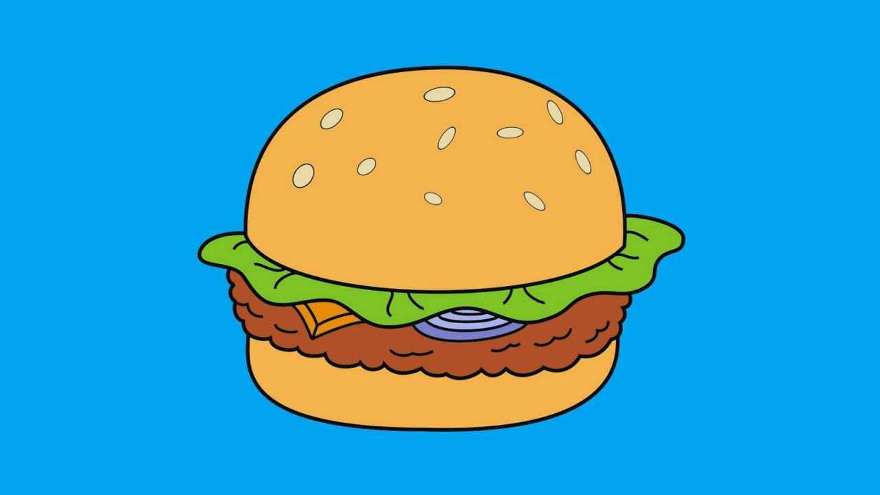 19海绵宝宝烹饪的美味蟹堡简笔画