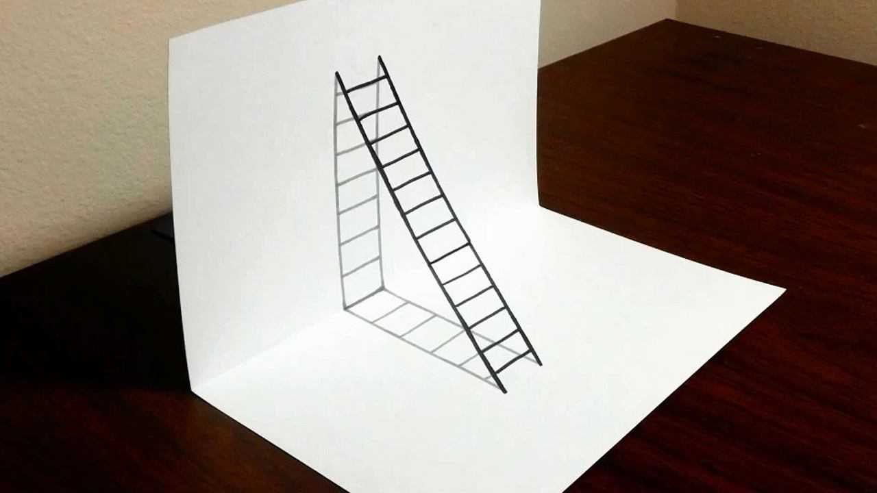 绘画艺术 3d画 三维立体画 魔术画 字母l 原来如此画成