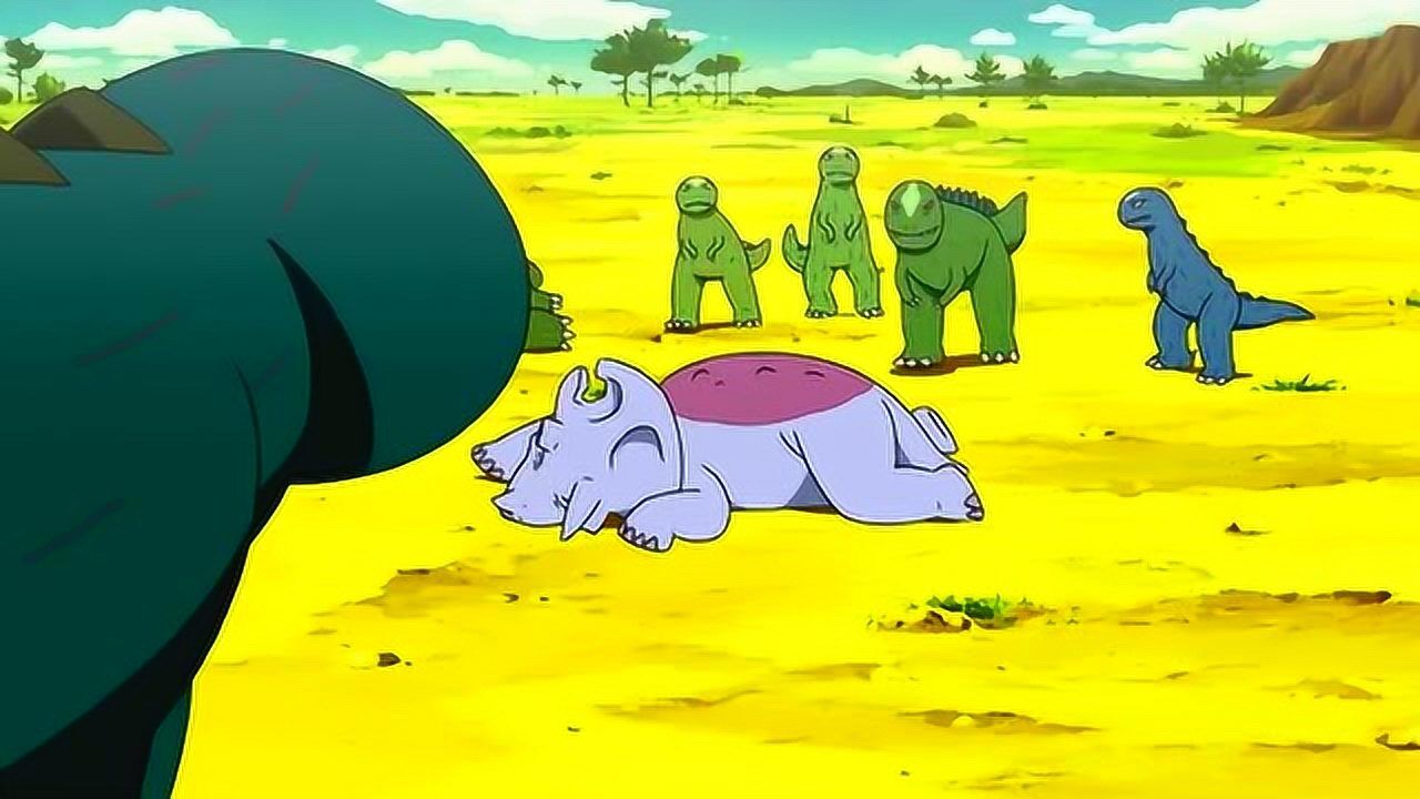 恐龙动画哈特看到霸王龙捕食三角龙吓到