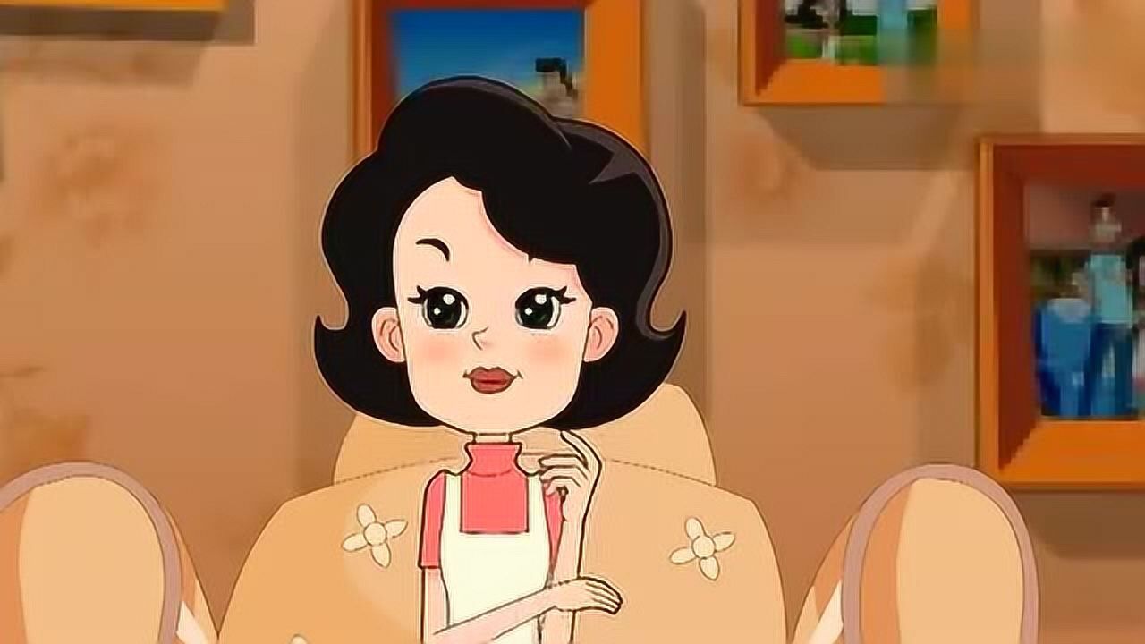 动画片围裙妈妈在洗手间洗头