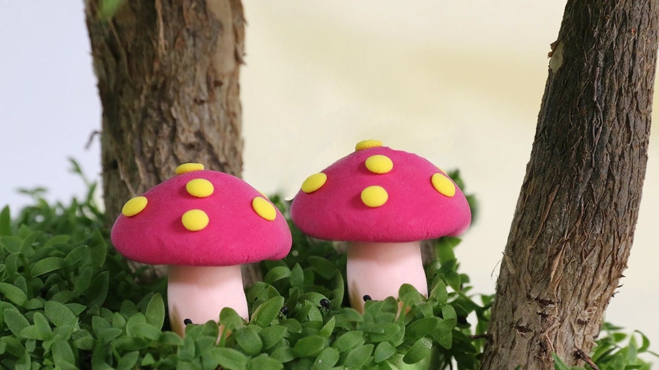 儿童手工小制作太空泥捏蘑菇教程好玩又有趣