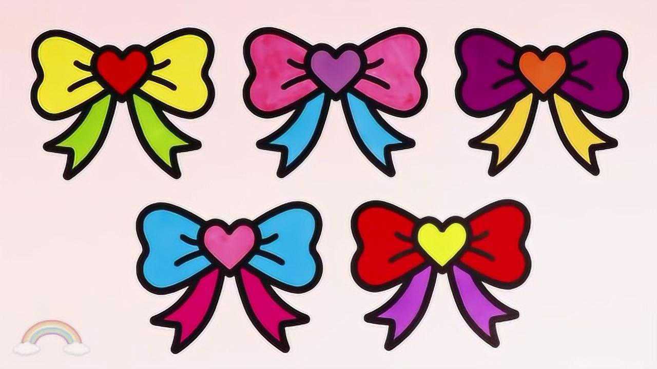 亲子涂色简笔画:可爱蝴蝶结