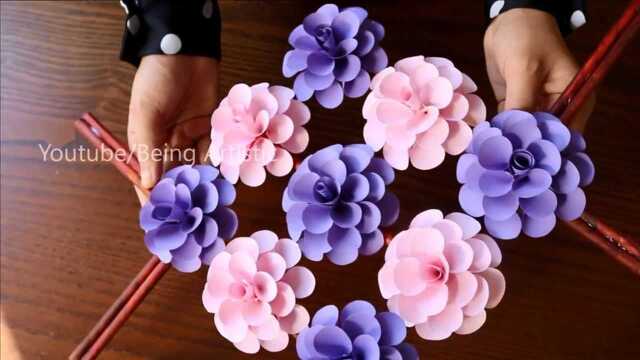 纸艺手工,DIY小花制作家装饰物,太好看了