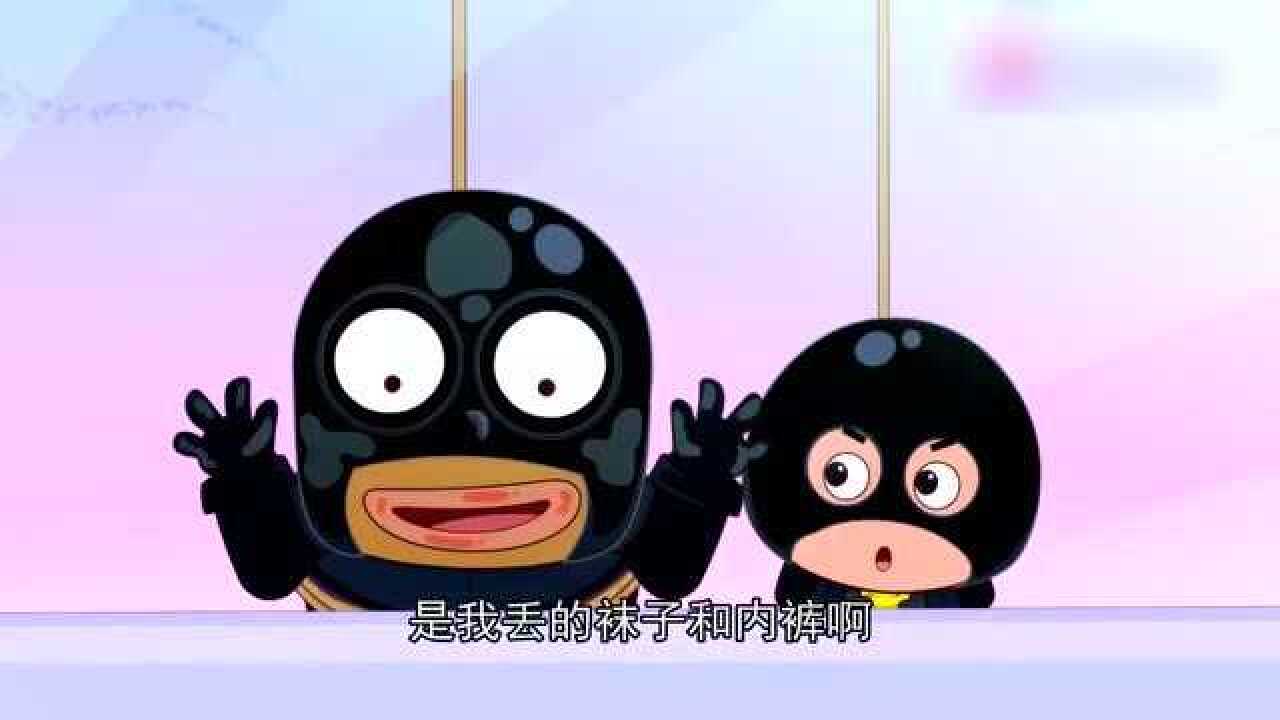 开心宝贝开心超人想戴上小小怪的头盔可是脑袋太大了戴不进去