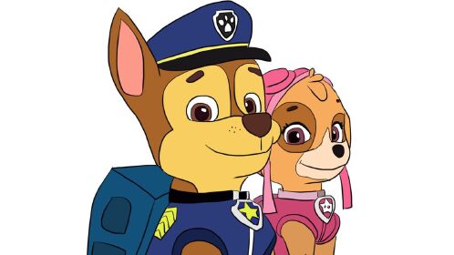 汪汪队立大功之可爱的阿奇和天天儿童卡通简单笔画