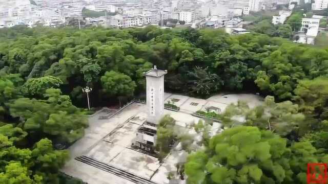 航拍广西横县横州公园,绿树成林风景秀丽