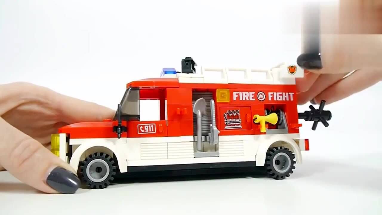 乐高积木组装消防车益智玩具
