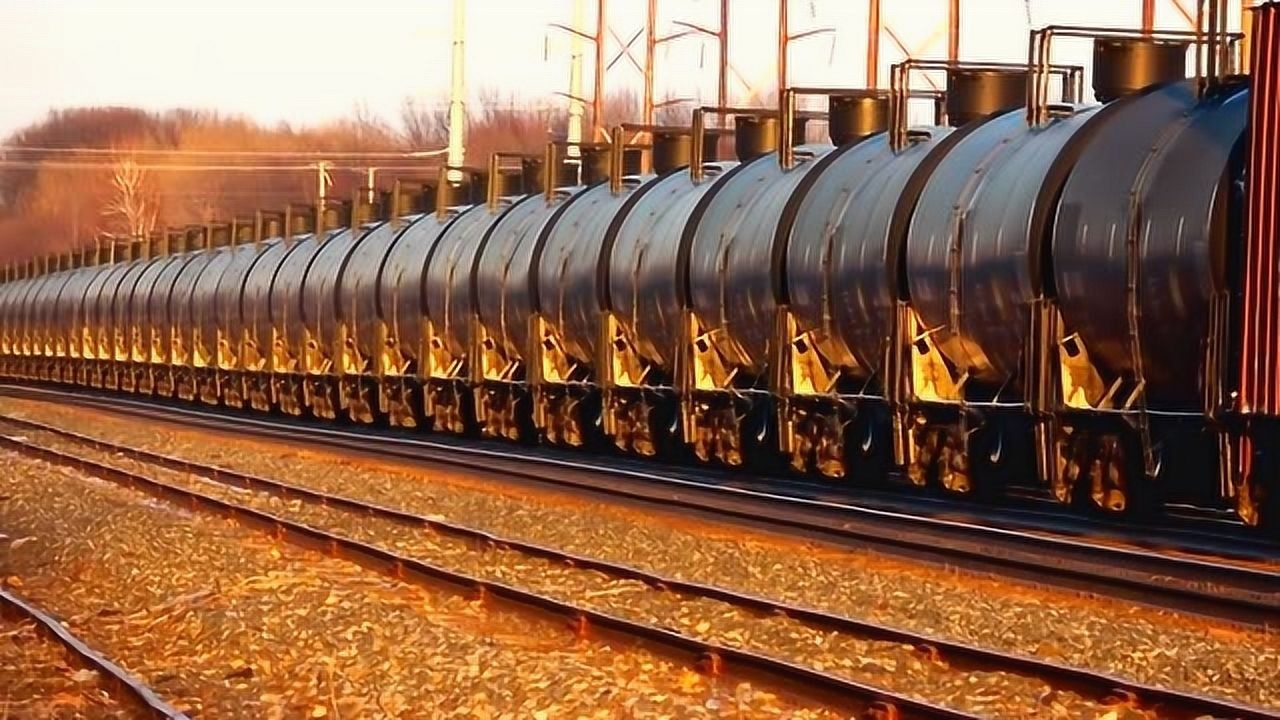两列超长的油罐列车,数一下有多少节油罐