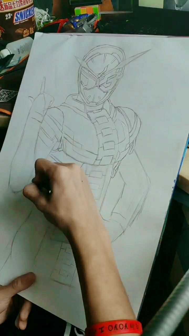 假面骑士时王手绘教程下一期出上色教程喜欢留下双击关注吧