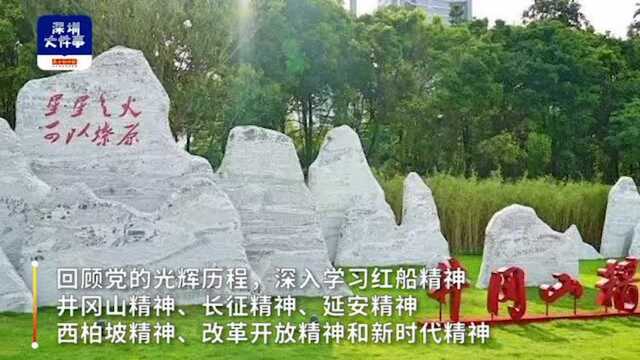 深圳南山党建公园正式开园,区领导冒雨带领众人学习红色精神